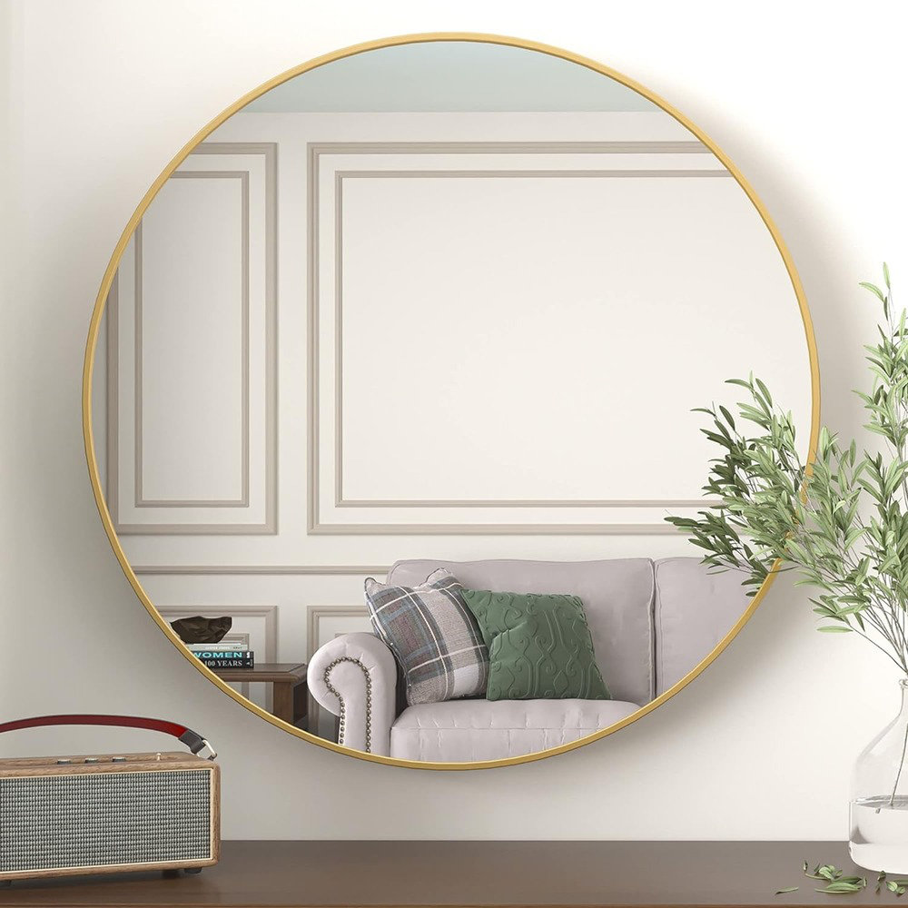 Mercer41 Beauty4u 28" Wall Circle Mirror For Bathroom, Gold Round ...